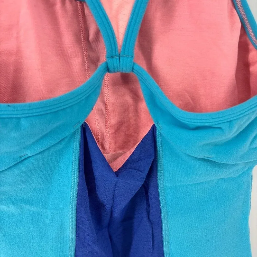 Ivivva by Lululemon Kids Blue Pink Keep Ur Cool Racerback Tank Top Size 14
